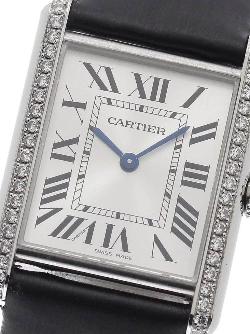 CARTIER tank mast LM W4TA0017 Diamond Bezel Silver Dial Quartz Boy's_966431